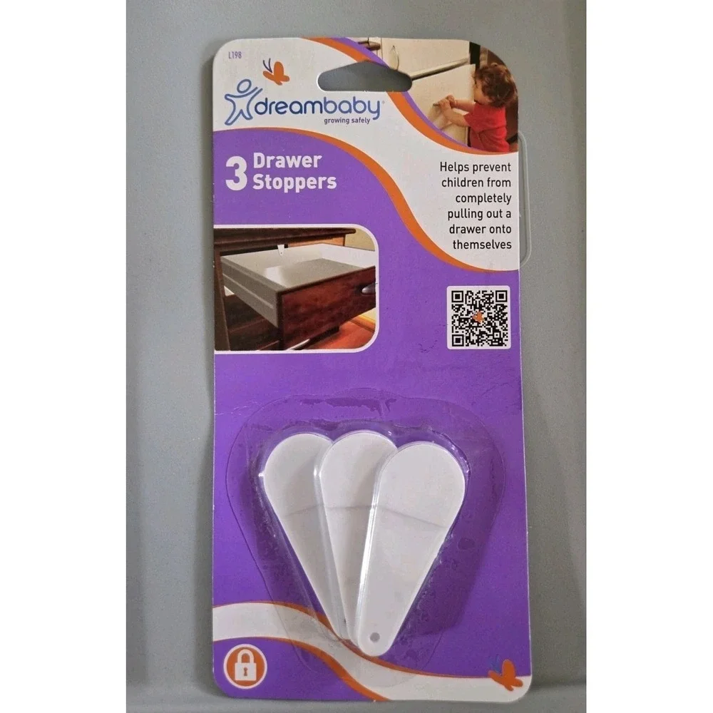 Dream Baby Drawer Stoppers-prevent drawers falling out! 2 PACKAGES! NEW! SAFETY